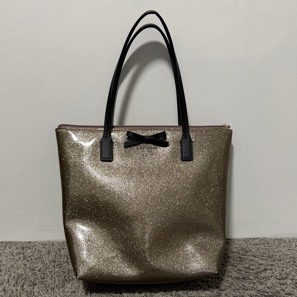 Kate Spade Glitter Handbag with Bow | NWOT | 11.5 in W x 11 in H